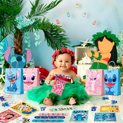 Stitch Birthday Party Favors,110 Pcs Stitchs Party Favors Set-Stitch Favor Bags,Keychains Slap Bracelets etc Stitch Themed Party