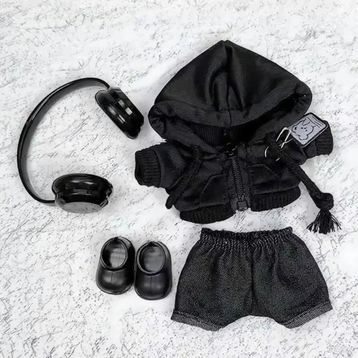 [No Doll] Cute Plush Doll Casual Hoodie Black Suit Fashion Sweatshirt Jacket Outfit Clothes for Labubu Clothes Gifts