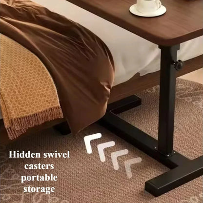 Table de chevet à petit bord en acier inoxydable, bureau Mobile pour la maison, chambre à coucher avec roulettes, bureau d'apprentissage à levage facile, établi