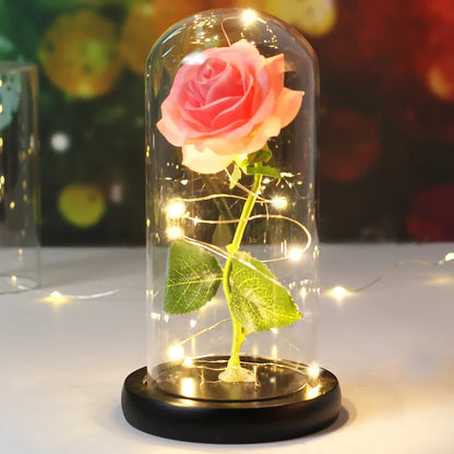 Fleurs lumineuses LED enchantées avec la Belle et la bête, dôme de roses décoratif pour mariage, saint-valentin, cadeau de fête des mères