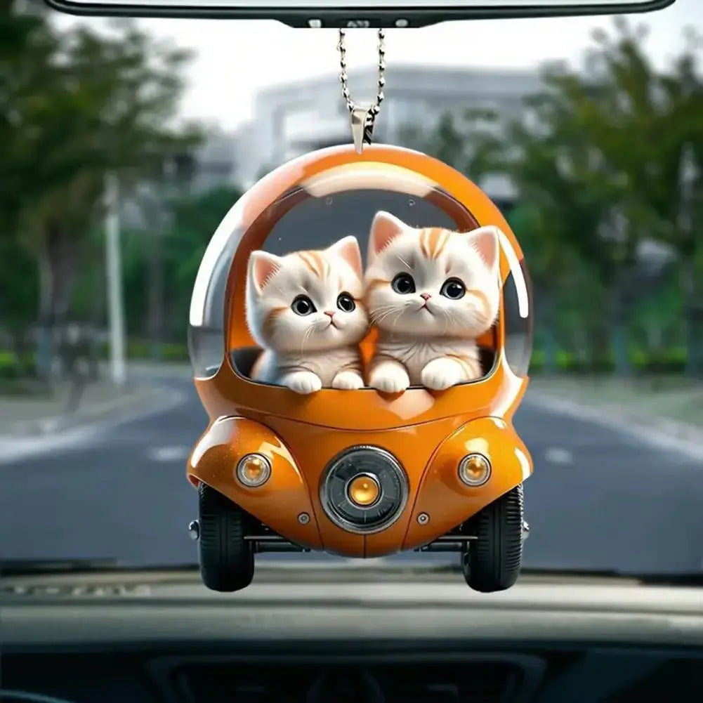 Acrylic Cat Charm for Car Realistic Cat Pendant Car Ornament Hanging Decor for Car Lovers Acrylic Charm Party Festival Gift