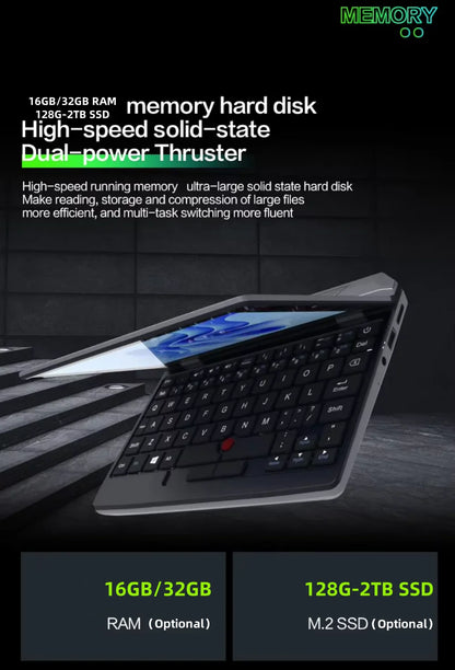 7 Inch Mini Laptop 16G 1TB N95 Notebook IPS Touch Screen Portable Netbook Win 11 Pro Mini PC Micro Computer Bluetooth 4.2