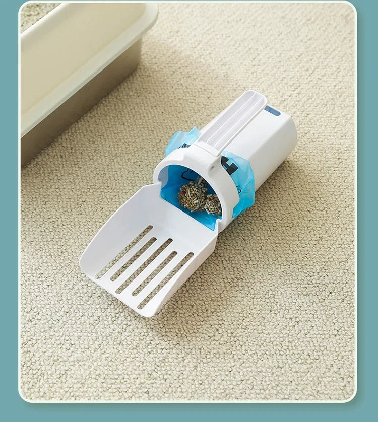Pelle à litière pour chat, cuillère à litière Portable pour chat avec poubelle intégrée, grande pelle à litière, système d'élimination des merdes de chat