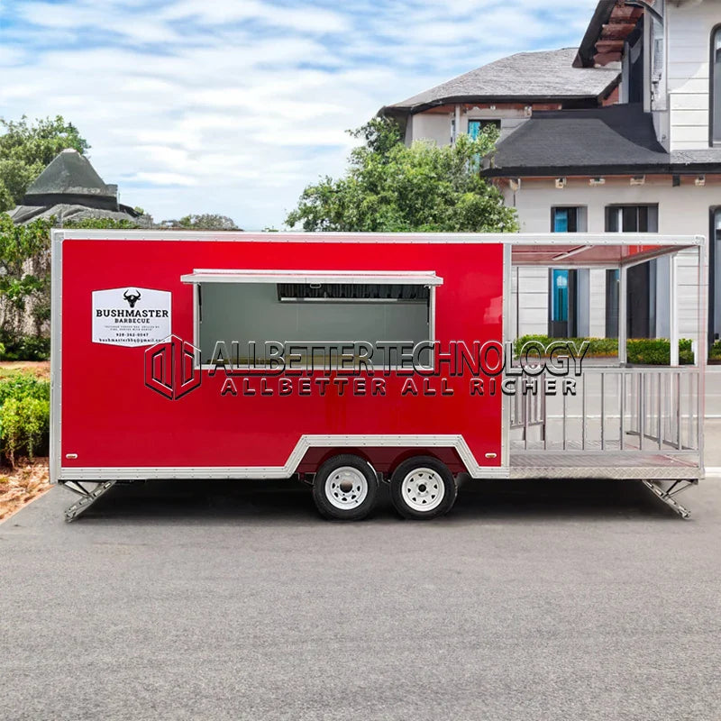 Allbetter Fully Equipment Mobile Food Truck Fast Bbq Pizza Food Trucks Concession Food Trailer with Extension for Small Business