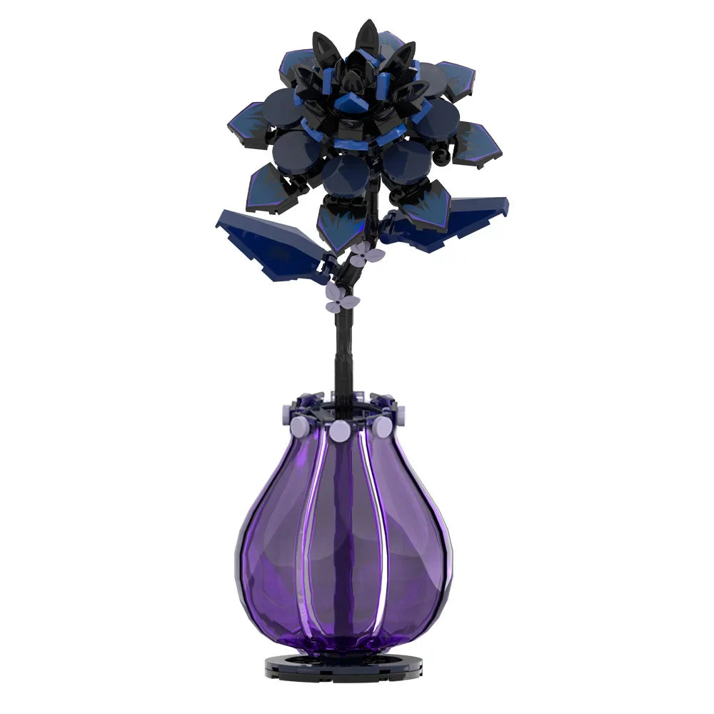 MOC Dahlia fleur blocs de construction modèle violet Dahlia fleur plantes en pot briques assemblage jouets saint valentin Couple bricolage cadeaux
