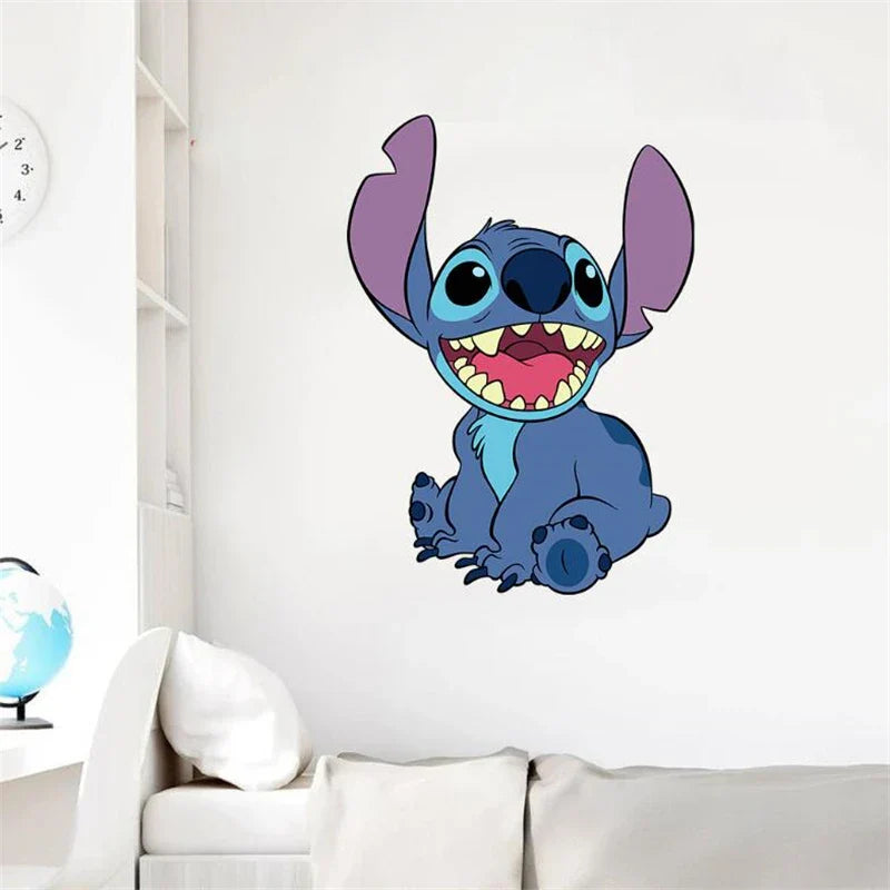 Autocollants muraux Lilo & Stitch pour chambres d'enfants, crèche, salon, chambre à coucher, décoration murale, affiche animée