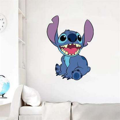Autocollants muraux Lilo & Stitch pour chambres d'enfants, crèche, salon, chambre à coucher, décoration murale, affiche animée
