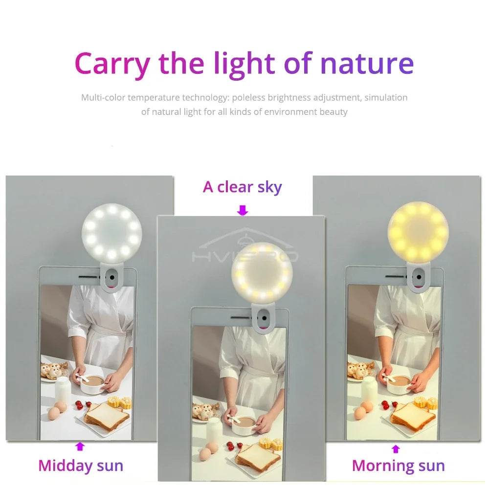 Anneau lumineux Led pour Selfie, Rechargeable par USB, lumières de remplissage, luminosité chaude et froide réglable, pour appareil Photo, vidéo, accessoires de Streaming en direct