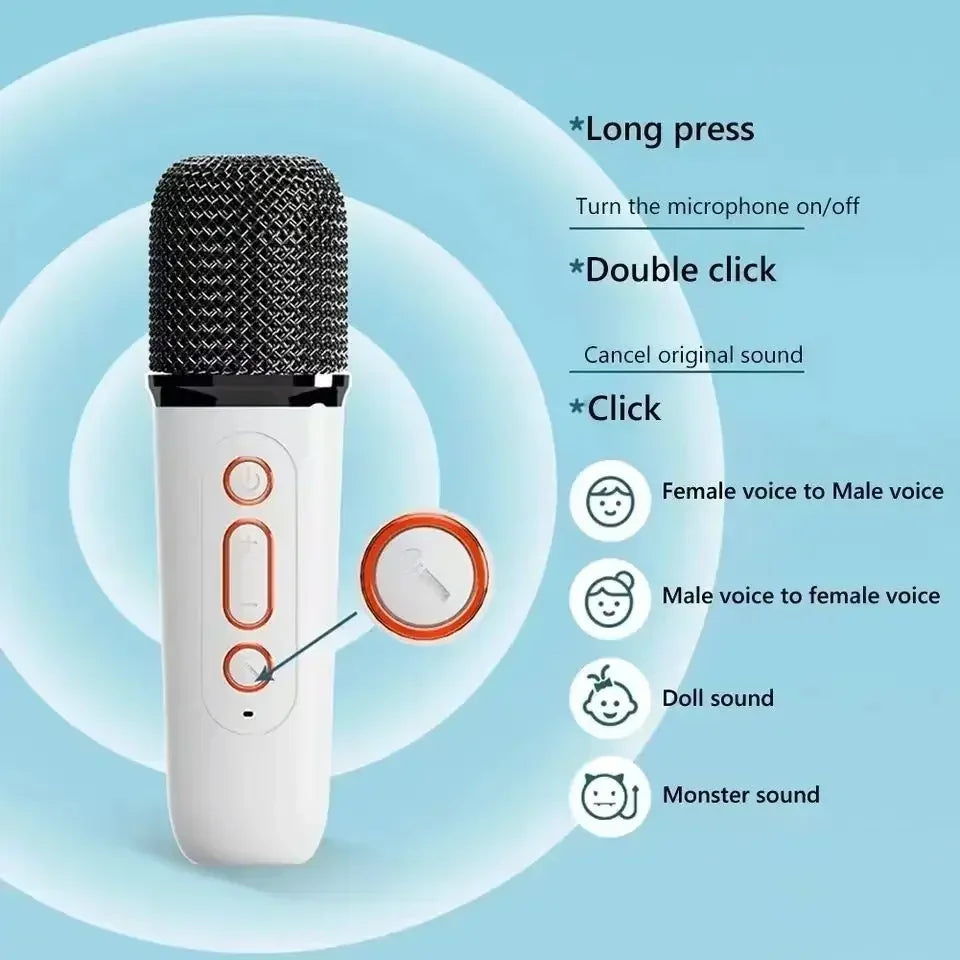 Mini karaoke machine, LED speaker with Bluetooth, suitable for family birthday party, microphone for girls and boys.