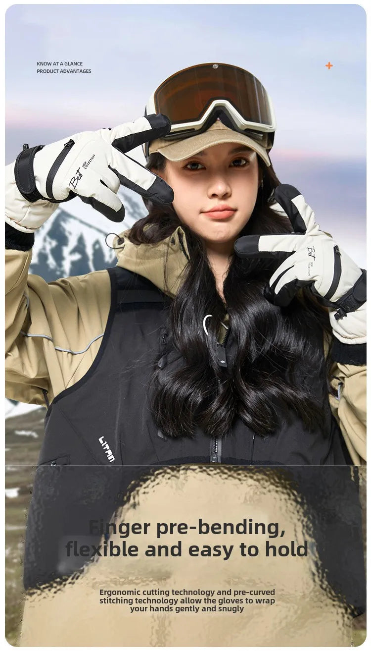Gants de cyclisme d'hiver, antidérapants, au toucher, pour Ski, accessoires de Snowboard, poche étanche, chauds pour hommes et femmes