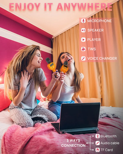 Karaoke Microphone Bluetooth Wireless Portable Home Singing Machine with Duet Sing/Record/Play/Reverb for Adult/Kid Gift