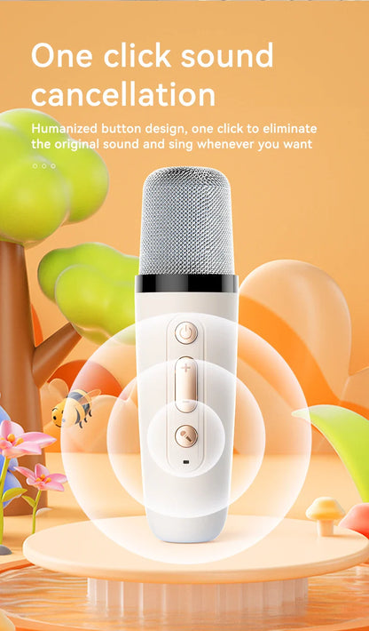 New Karaoke Speaker With Wireless Microphone Sing Bluetooth 5.3 Cute Children Gift Toy Hifi Sound Stereo Mini Audio RGB Lighting