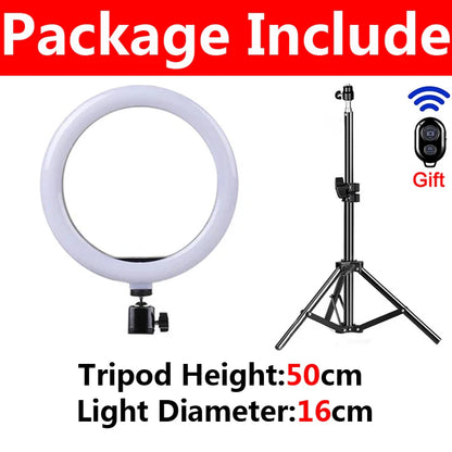 Anneau lumineux LED pour Selfie, intensité variable, éclairage de remplissage pour photographie, avec trépied, télécommande Bluetooth, pour téléphone, enregistrement vidéo en direct