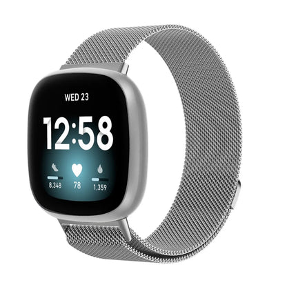 Bracelet à mailles milanaises en métal pour montre connectée Fitbit Versa 4/Versa 3 Bracelet officiel pour Fitbit Sense 2-1 Correa magnétique