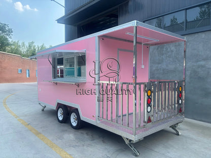 Remorque rose à vendre, nouveau camion de restauration, chariot mobile de restauration rapide, cuisine extérieure, remorque à glace et à pizza, norme américaine