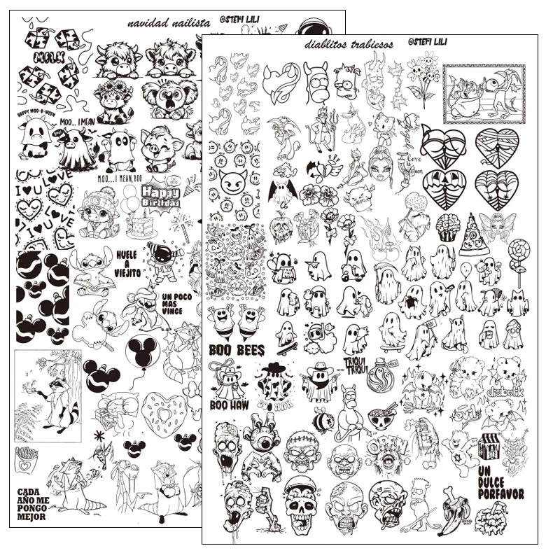 Cartoon Halloween Nail Stamping Plates skull Character Animals Template Stencils Nail Art Stamp Plate Manicure Nail Print Tool