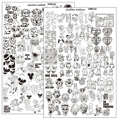 Cartoon Halloween Nail Stamping Plates skull Character Animals Template Stencils Nail Art Stamp Plate Manicure Nail Print Tool