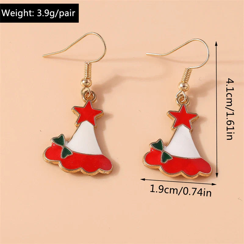 Fashion Merry Christmas Tree Deer Snowflake Santa Claus Drop Earrings for Women Girls New Year Party Festival Jewelry Gifts