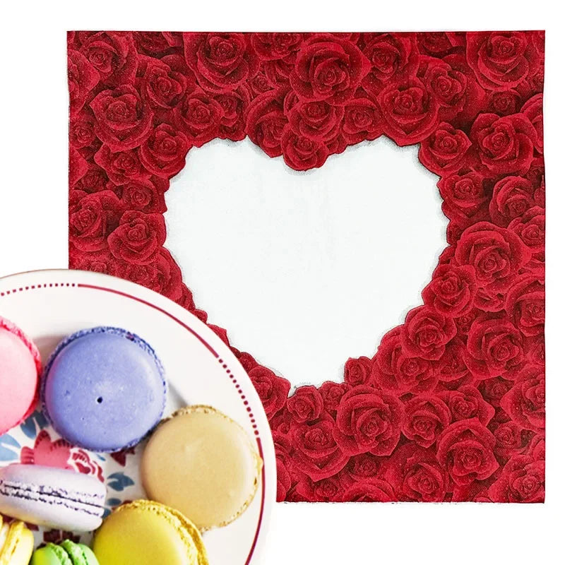 Serviettes imprimées colorées en forme de cœur de Rose pour la saint-valentin, papier de soie pour fête de fiançailles, qualité alimentaire, 2 plis, non parfumé