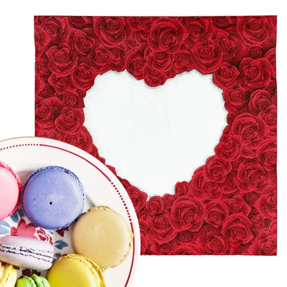 Serviettes imprimées colorées en forme de cœur de Rose pour la saint-valentin, papier de soie pour fête de fiançailles, qualité alimentaire, 2 plis, non parfumé