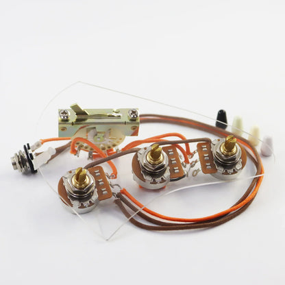 Kit de câblage Standard pour guitare SSS (1 Volume/2 tons, avec sélecteur de micro mécanique à 5 positions 6mm 24 dents 250kΩ laiton