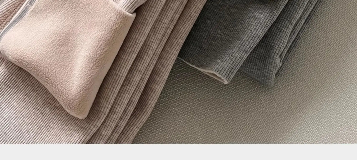 Leggings 420g 92% coton avec doublure polaire pour vêtements d'hiver, polaire d'agneau épaisse en coton pour femmes, pantalon chaud gris taille haute