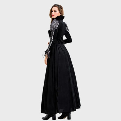Halloween Jour des Morts Sexy Européen Médiéval Rétro Cour Gothique Reine du Poison Maléfique Vampire Costume Carnaval Fête Diable Sorcière