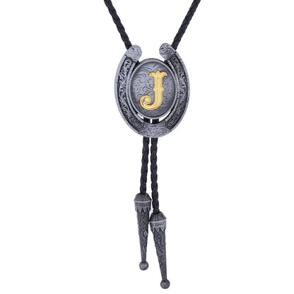 RechicGu-26 lettres Bolo pour homme, style western, cow-boy, cow-girl, cravate en cuir, collier rodéo, bijoux cadeaux, Dropshipping