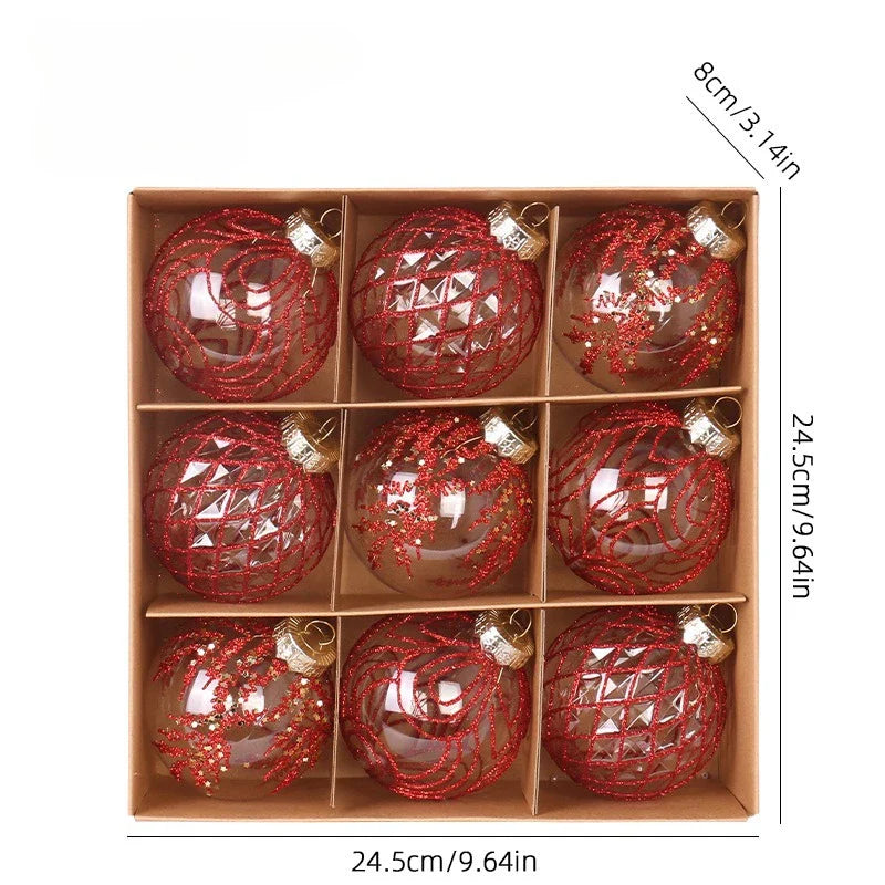 8cm PET Clear Decorative Christmas Ball Christmas Tree Ornament Sequin Christmas Decorative Ball Xmas Ornaments Home Decor