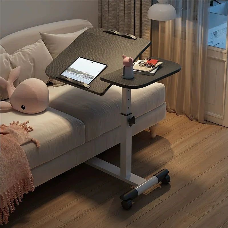 Table de lit inclinable avec roulettes, bureau de chevet réglable en hauteur, 2 ordinateurs de bureau inclinables, bureau sur pied pour ordinateur portable