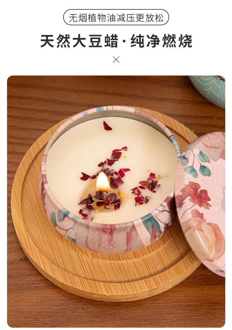 Bougies parfumées Osmanthus Gardenia avec pétales, petites bougies parfumées romantiques pour cadeaux d'anniversaire de filles, aromathérapie pour la maison