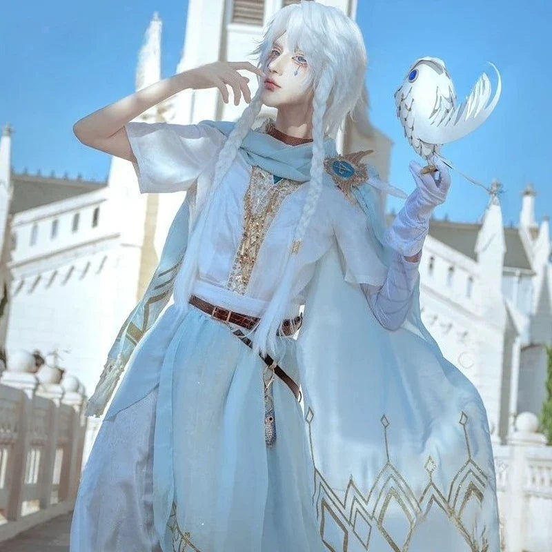 Jeu Identity Ⅴ Cosplay Eli Clark Costume Blanc Magnifique Élégant Uniforme de Combat Complet Tenue de Jeu de Rôle pour Hommes Fête Thématique