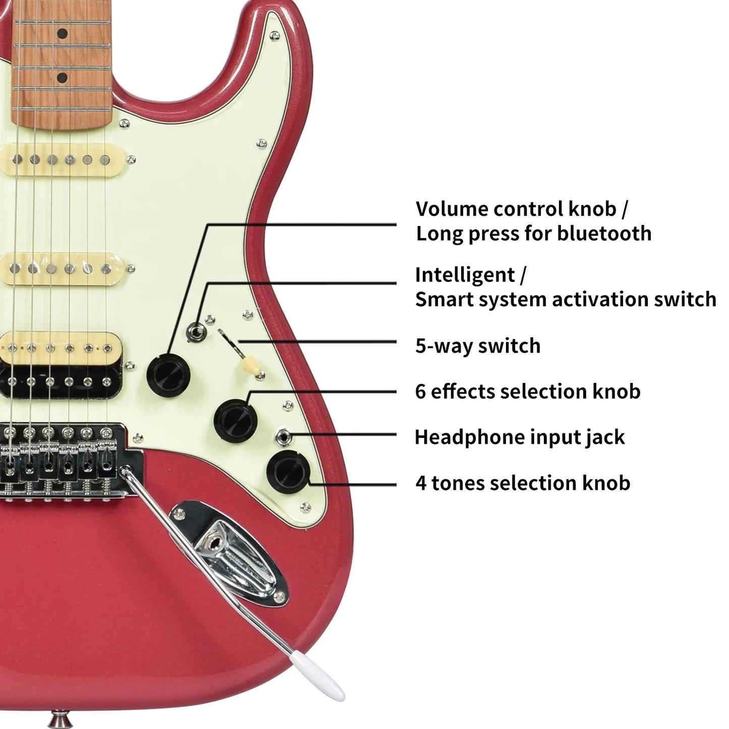 Rechargeable Connected Smart Electric Guitar with Built-in Effects