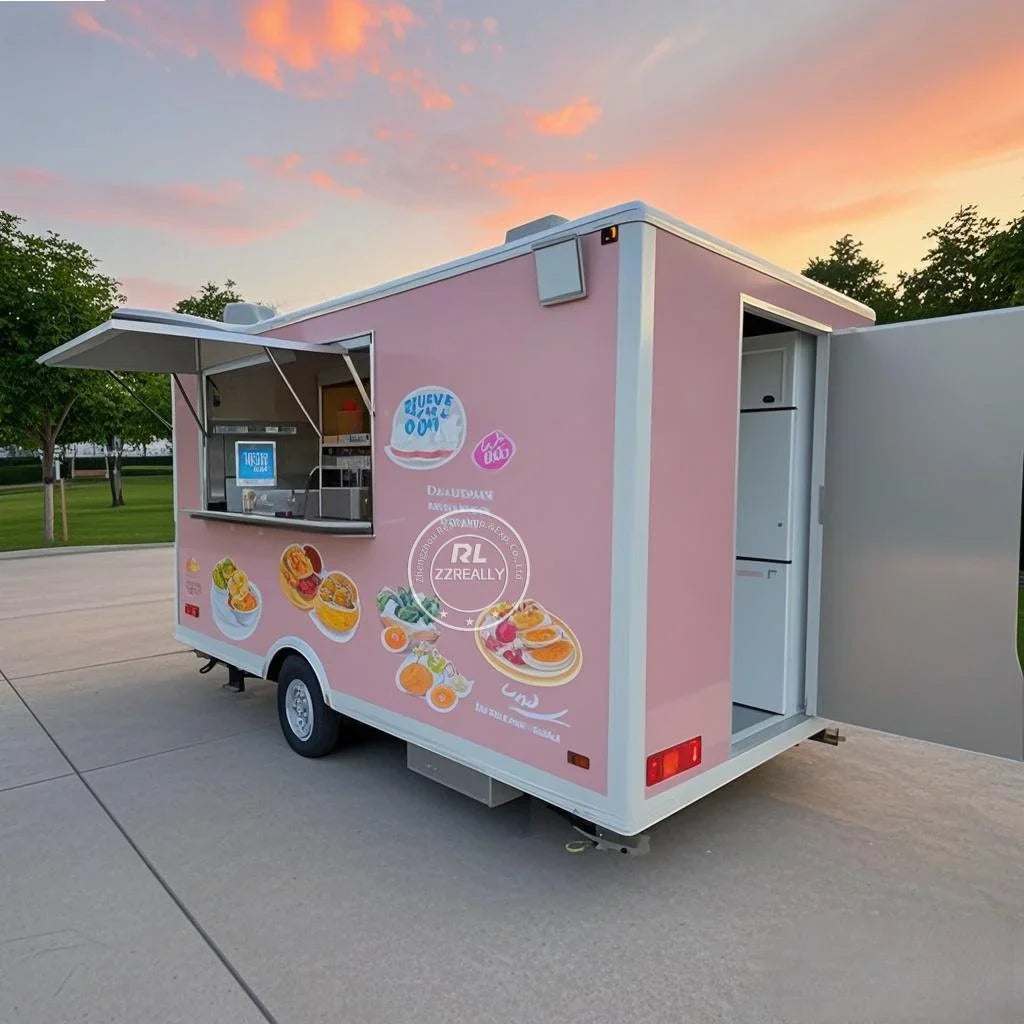Camion de nourriture commercial en acier inoxydable pour collations, kiosque à café, cuisine mobile, camion de concession, remorque alimentaire à vendre
