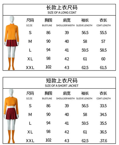 Halloween Velma Cosplay Costume Orange Short Skirt Uniform Women Orange Socks Top Skirt Halloween Party Carnival Set