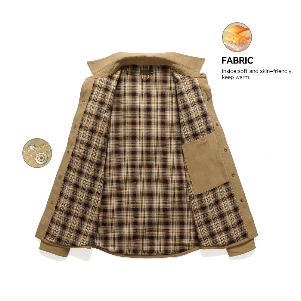 Vestes pour hommes, printemps, chemise doublée en flanelle, manteau, veste décontractée à boutons-pression, style cowboy occidental, haut de haute qualité, taille US