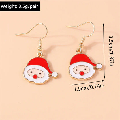 Fashion Merry Christmas Tree Deer Snowflake Santa Claus Drop Earrings for Women Girls New Year Party Festival Jewelry Gifts