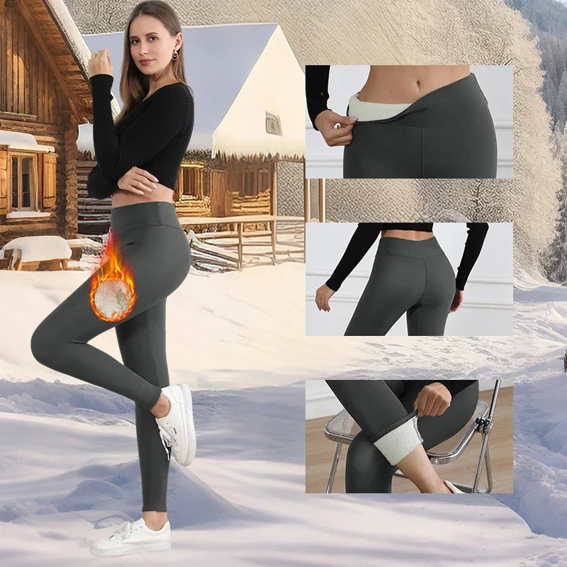 Leggings chauds en polaire pour femmes, collants épais en velours, taille haute, élastiques, Slim, couleur unie, pour prévenir le froid, automne et hiver