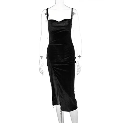Ele Sexy Women's Spring 2024 Faionable Slim Fit Split Strapl Dr Polyester Fiber mid Waist Gown for Babies