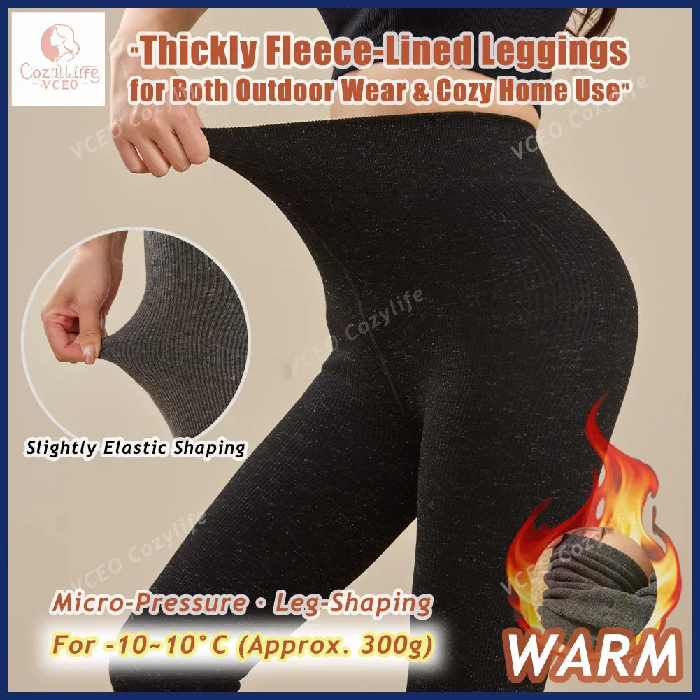 Winter Warm Fleece Lined Leggings Thickened Lounge Pants Extra Warm Heavyweight 300g Plush Fleece Thermal Leggings for Women