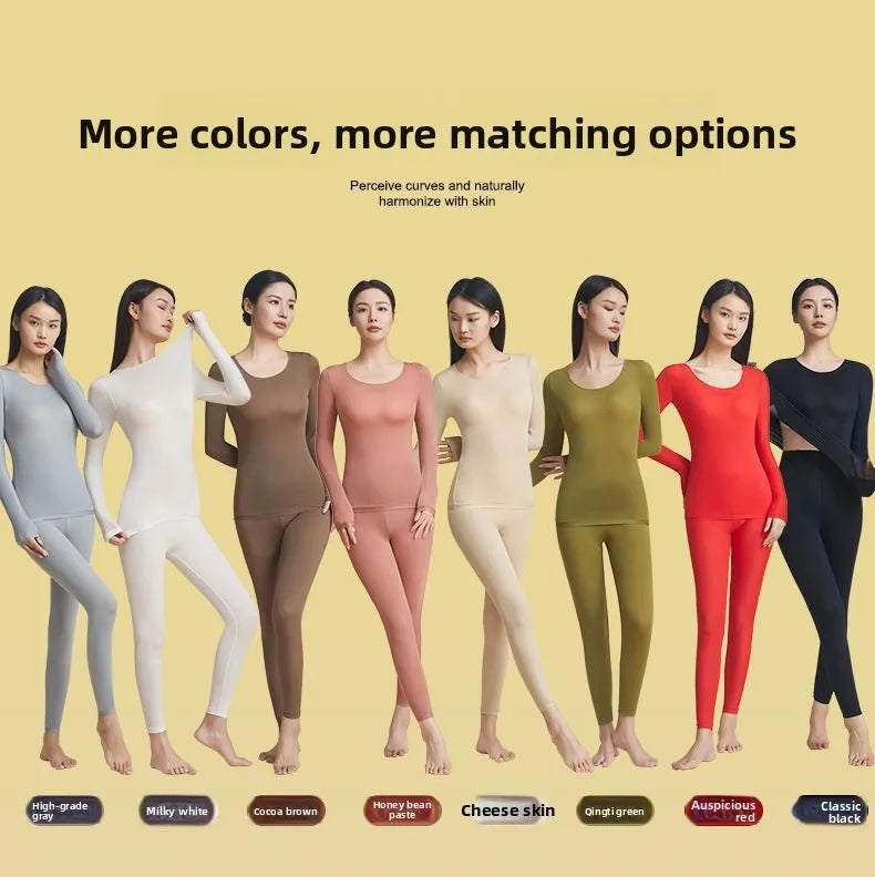 37 Women's Thermal Underwear Base Layer Shirt Skin Beauty Garment Ultra-Light Long Sleeve Thermal Set