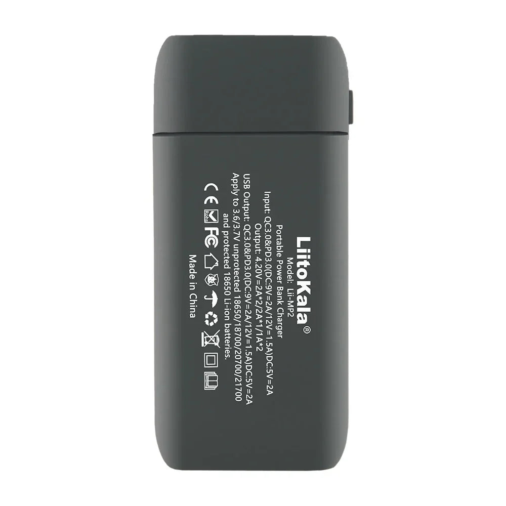 LiitoKala Lii-MP2 Portable Power Battery Charger LCD USB Type-C Input for 18700 20700 21700 18650 Batteries