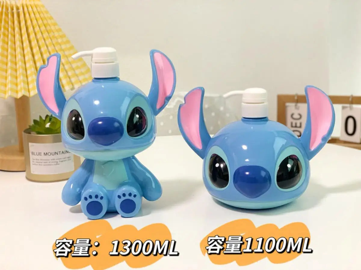 Stitch Sitting Position Lotion Bottle Refillable Pump Container for Shampoo Body Wash Cute Cartoon Travel Dispenser Bathroom Use