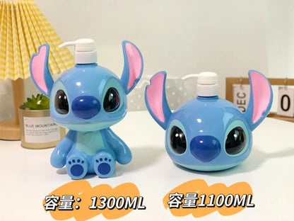 Stitch Sitting Position Lotion Bottle Refillable Pump Container for Shampoo Body Wash Cute Cartoon Travel Dispenser Bathroom Use