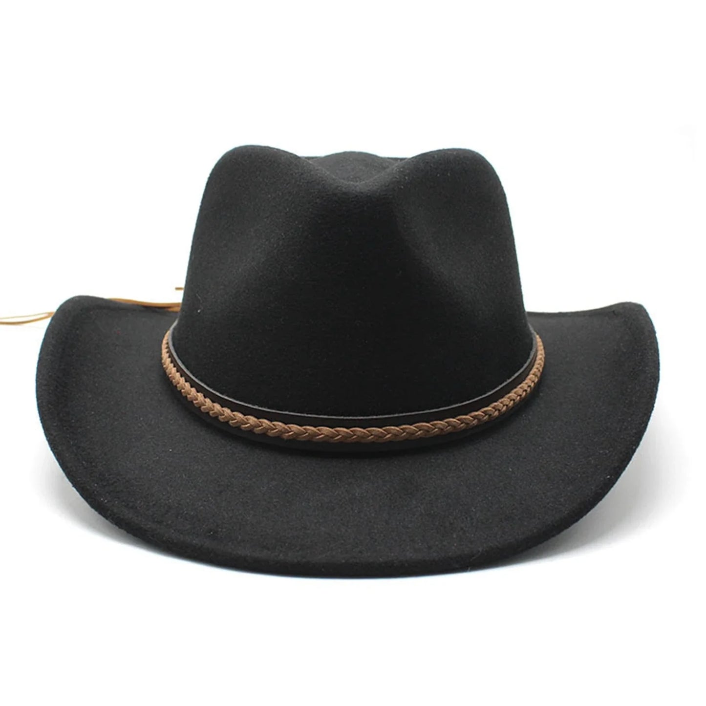 Chapeaux de cowboy classiques pour femmes et hommes, chapeaux de cowgirl rétro en feutre à large bord avec bande décorative