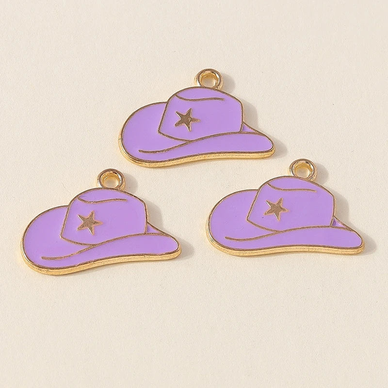 Leslie 10 pièces jolies filles bottes de cowboy et chapeau breloques pendentifs pour la fabrication de bijoux collier boucles d'oreilles bricolage Cowgirl chapeau charme cadeaux