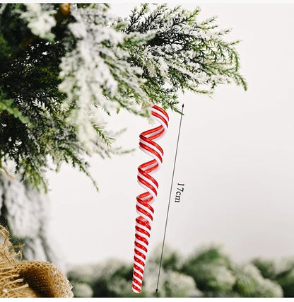 Cannes à bonbons de Noël en acrylique, pendentif béquille torsadé pour arbre de Noël, décorations de Noël pour le Nouvel An, ornements, cadeaux
