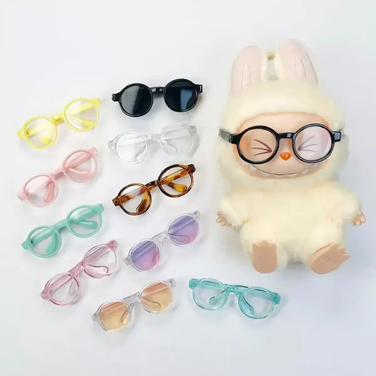 Labubu 6.5cm Transparent Plastic Glasses for 1/8 1/6 1/3 1/4 BJD for Labubu MSD SD Plush for EXO Doll Sunglasses