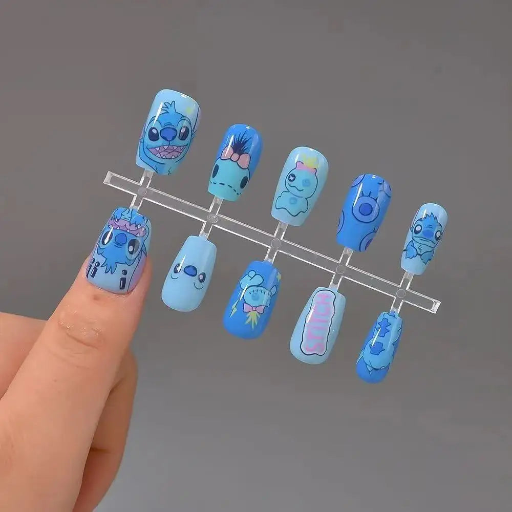 Stitchou Fake Nails Cute Stitchou Press on Nails Easy To Wear Manicure Kids & Adults Fun Colorful Perfect for Daily & Party Looks
