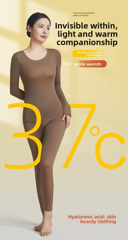 37 Women's Thermal Underwear Base Layer Shirt Skin Beauty Garment Ultra-Light Long Sleeve Thermal Set